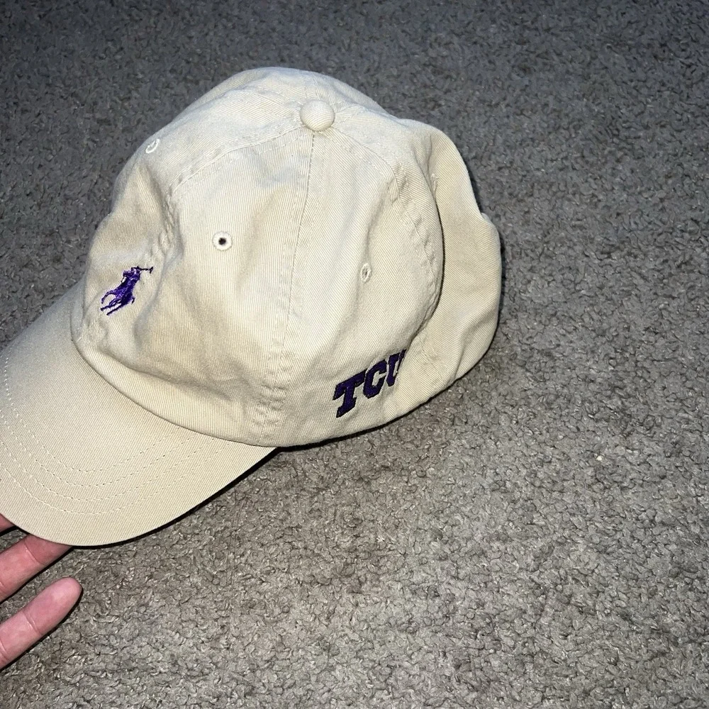 VTG Polo Ralph Lauren Mens Adjustable Baseball Cap Tan Pony Logo Strapback TCU
